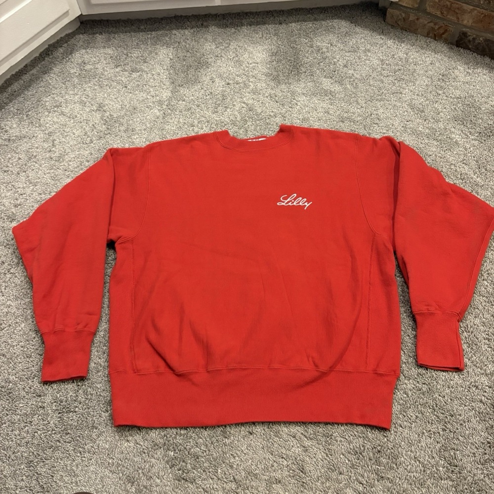 VINTAGE Camber Reverse Weave Sweatshirt Large L Crewneck Heavy 90s Boxy Red Lily